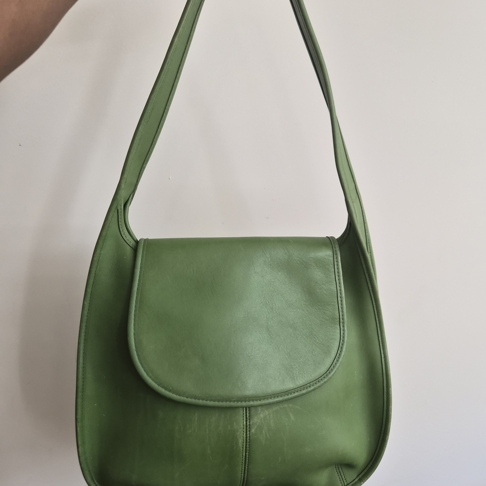 SOLD.Vintage Coach Green Leaf Ergo Flap Bag